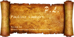 Paulisz Lambert névjegykártya